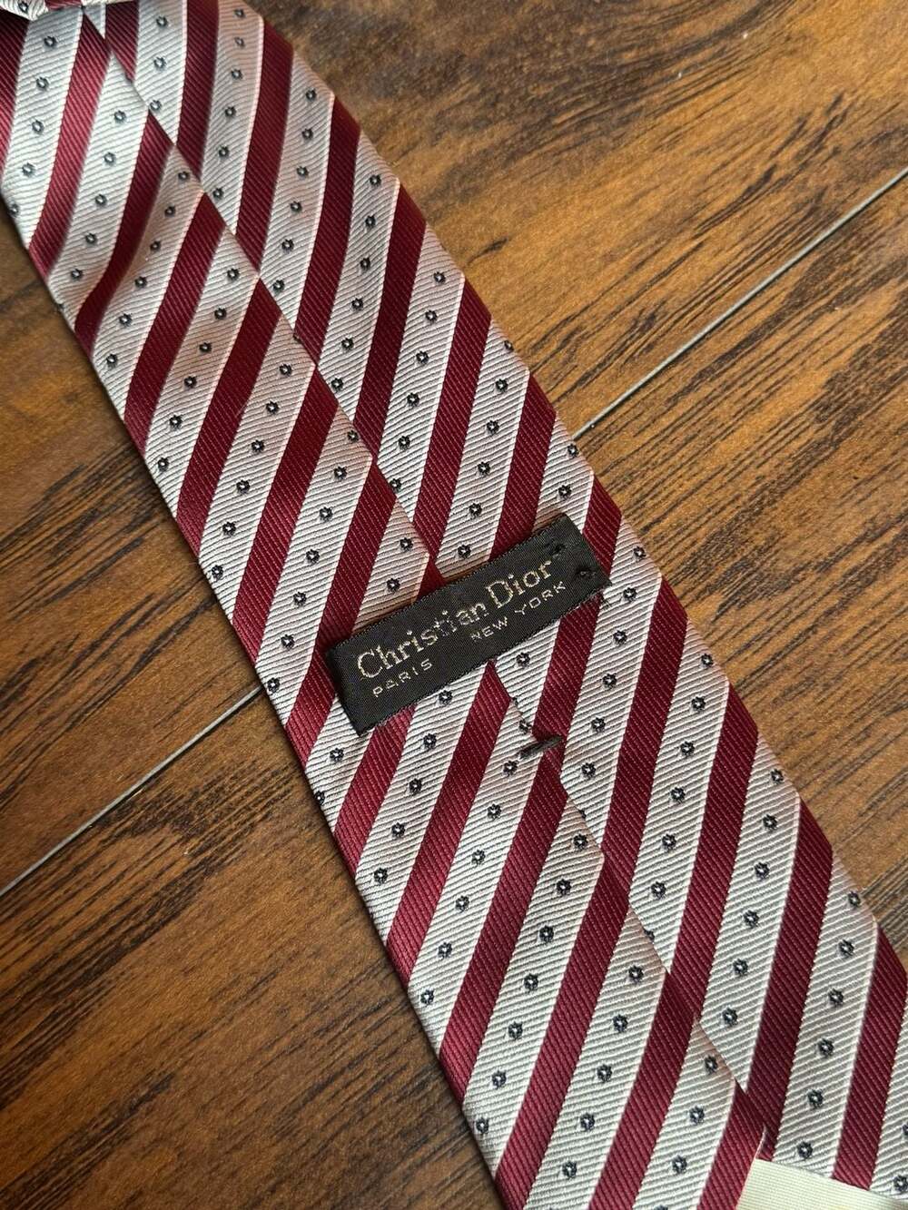 Vintage Christian Dior Paris New York Striped Silk Necktie
